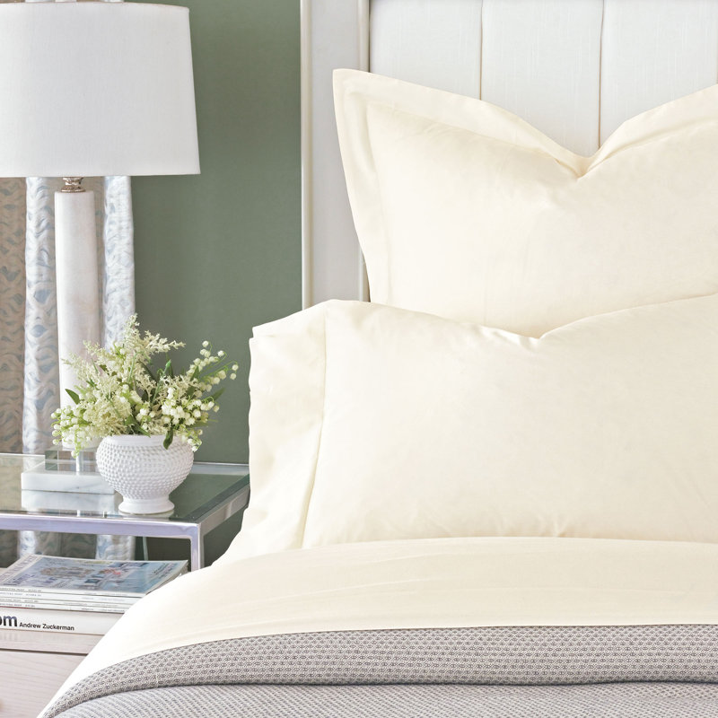 Fresco Egyptian Cotton Sateen Solid Colour Pillowcase, Ivory, Standard Pillowcase