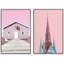 Duo architectural rose et cartes du Pop Art Glam panoramique amusant multicolore-101752666