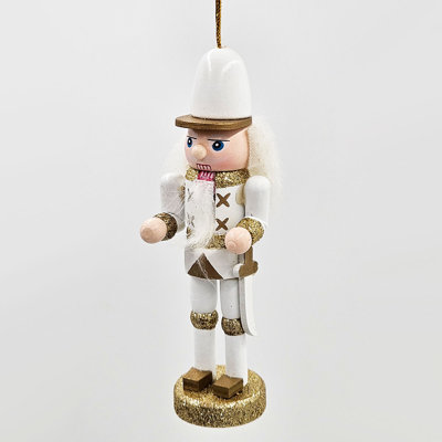 5" Nutcracker Ornaments - Set of 9 - White/Gold