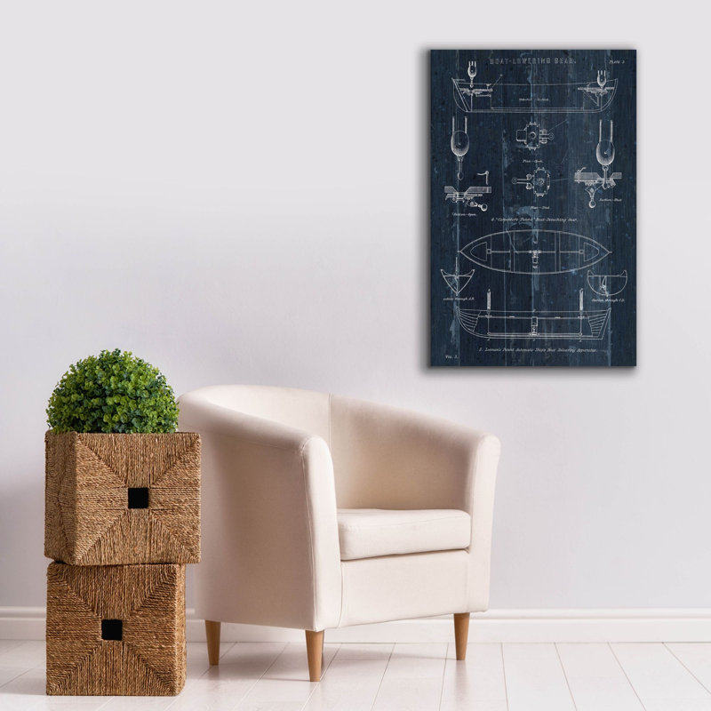  «Boat Lancing Blueprint 2» par Wild Apple Portfolio, art mural sur toile, 26 po x 40 po, H 40 po x l 26 po