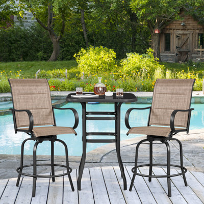 Swivel Textilene Metal Outdoor Bar Stools