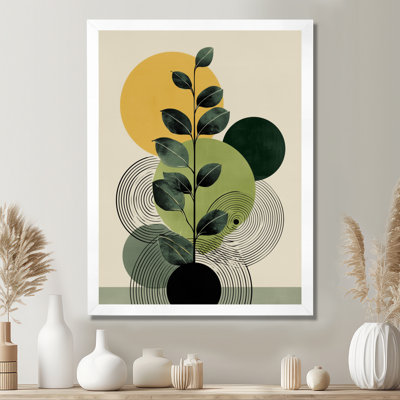 «Green and Black Bohemian Minimalist Geometric Plant - Botanicals Wall Art For Living Room, Green Botanical, reproduction sur toile