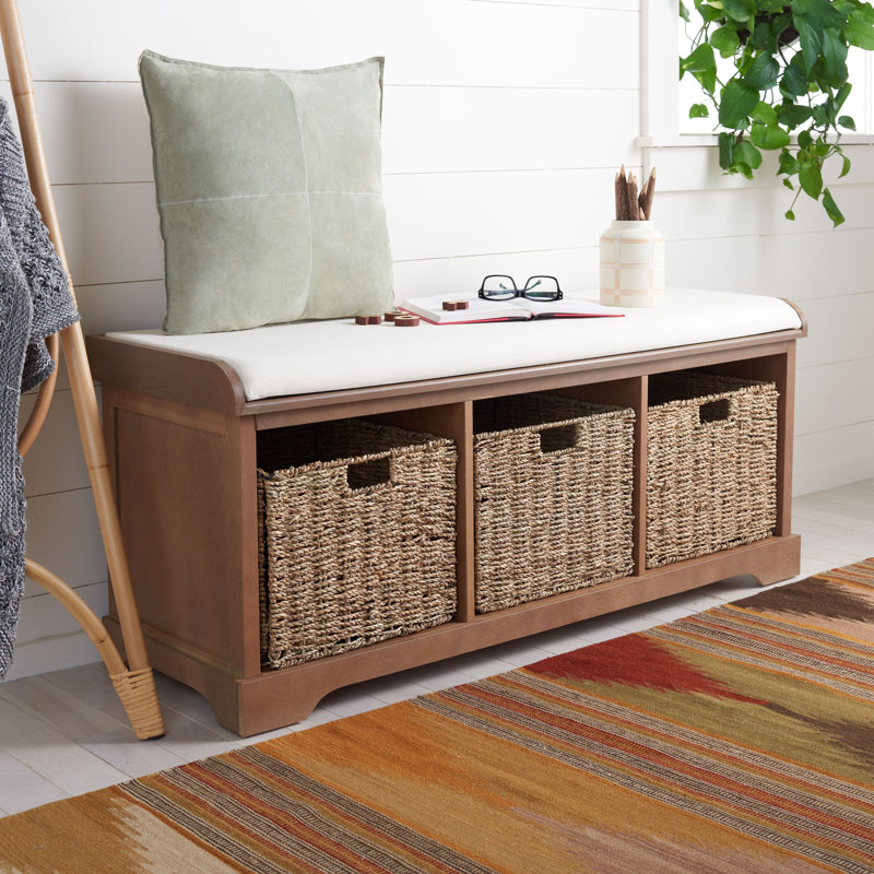Loane Wicker Storage Bench, Dark Brown