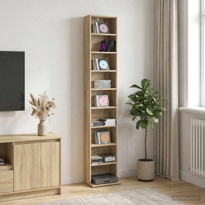  CD Cabinet Engineered Wood Indoor Media Storage Unit Rack Bedroom Home