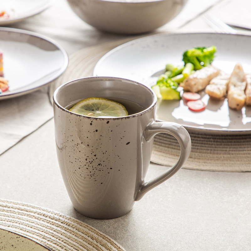 Service de table 16 pièces pour 4 personnes, assiettes en céramique, bols et tasses à céréales, prêt pour les mariages et les fêtes