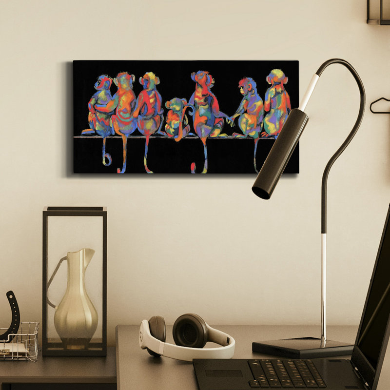 Fun Monkeys - impression sur toile tendue, H 16 po x l 8 po x P 1 po