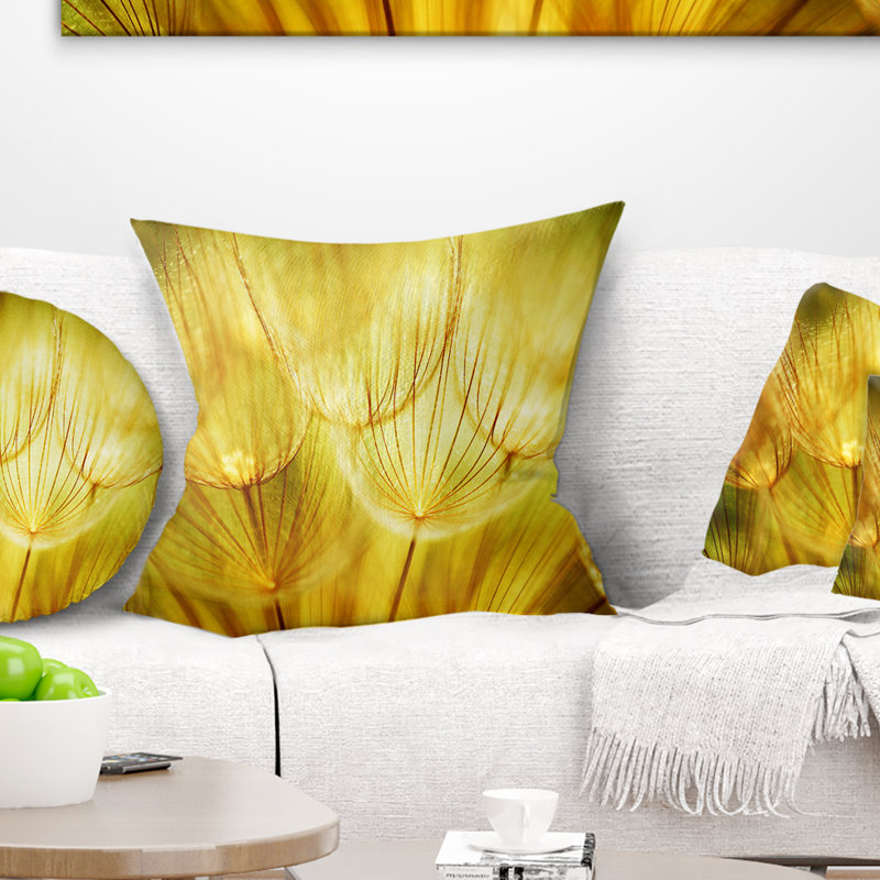 Coussin floral pissenlit à fleurs douces, 16 po x 1 po, Coussin décoratif