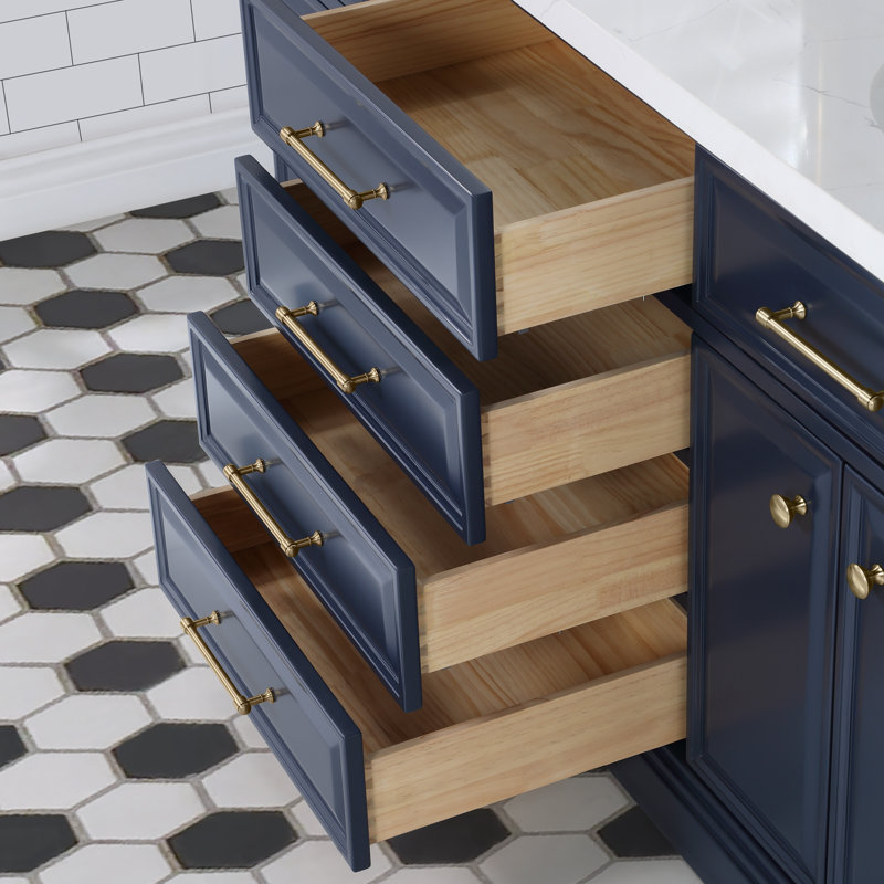 Palace 72'' W Double Vanity, Satin Brass, Monarch Blue