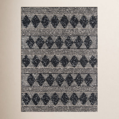 Altie Charcoal Beige Hand-Woven Geometric Rug