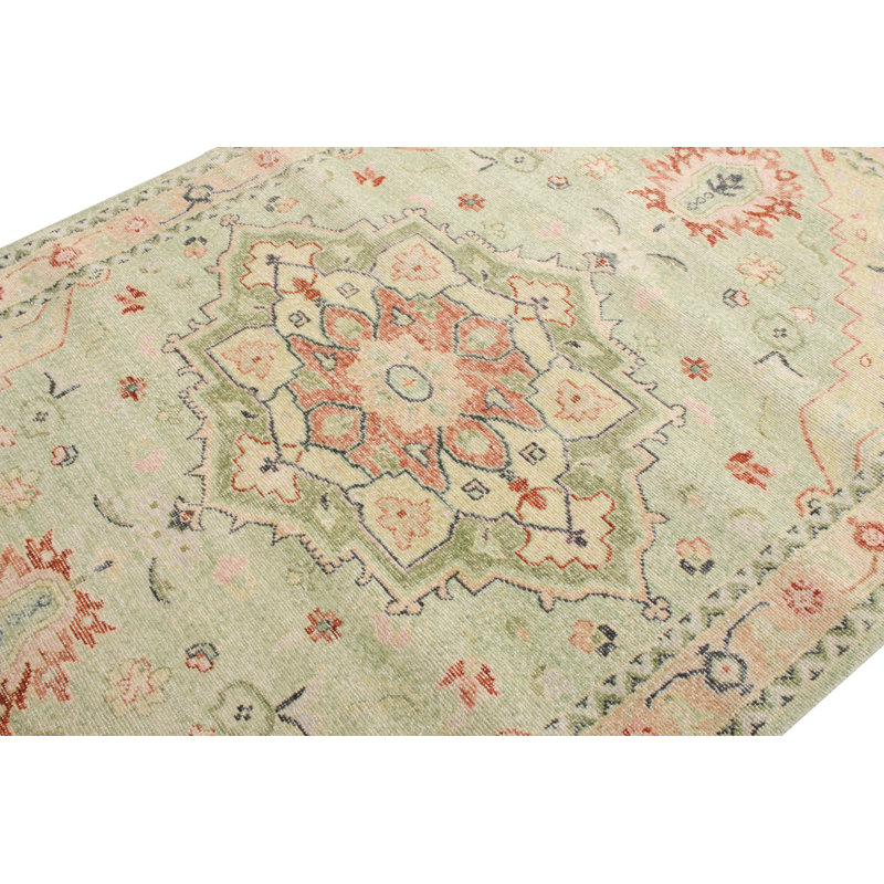 Distressed Homage Hand Knotted Wool Geometric Area Rug, Rectangle 9' x 12'