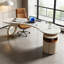 Bureau courbé en pierre frittée Designer | Bureau d'ordinateur moderne avec rangement intégré-1756774534