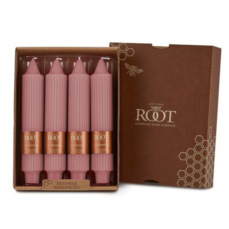 Bougie Grecian Collenette, H 7 po x l 1,25 po x P 1,25 po, Vieux rose