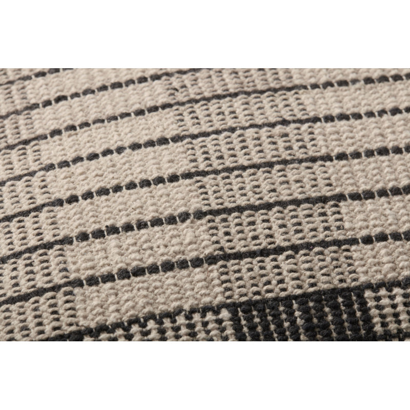 Ivory and Black 13" x 21" Cotton Polyester Accent Pillow