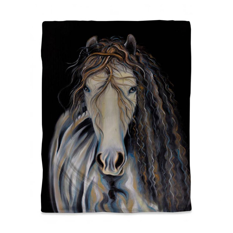 Polyester Duvet Cover, Brown Abstract Horse With Curly Mane