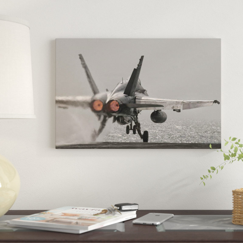 An F/A-18C Hornet Takes Off From USS George H.W. Bush by Giovanni Colla - Photograph on Canvas, 26" H x 40" W x 1.5" D