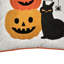Coussin décoratif carré, pile de chat et de citrouille, tissu d'aspect lin ivoire 20 po