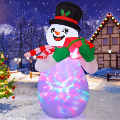 6 FT Christmas Inflatable Snowman with Gift Bag & Colorful LEDs