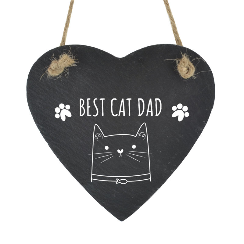 Hedden Best Cat Dad Heart Slate Wall Décor