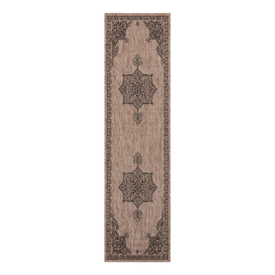 Cracraft Oriental Black/Beige Indoor/Outdoor Area Rug
