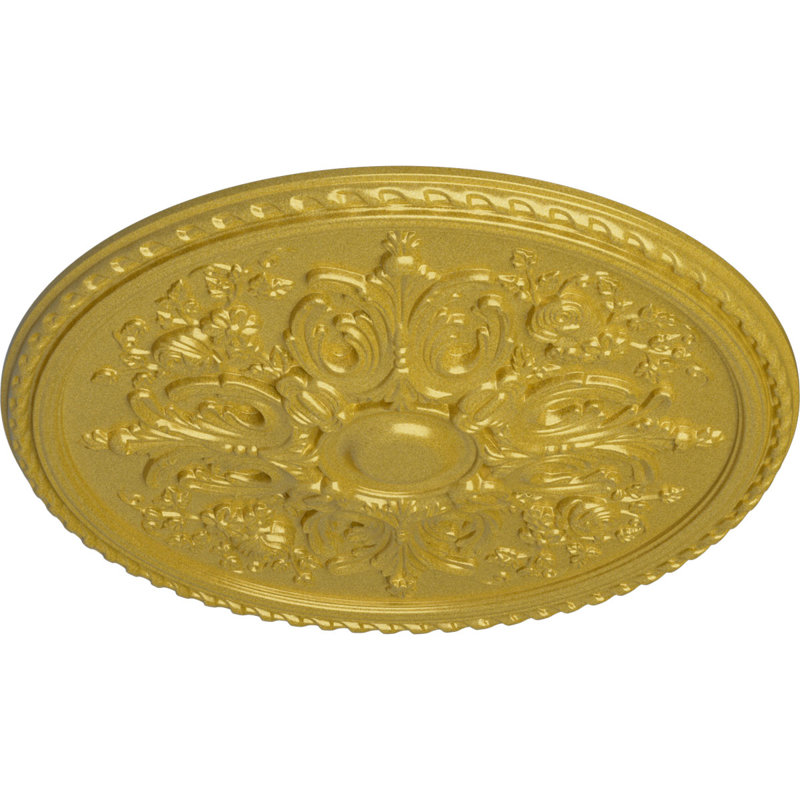Médaillon de plafond Endurathane Bradford, DO 32 5/8 po x P 2 po (convient aux auvents jusqu'à 6 5/8 po), finition or riche peinte à la main