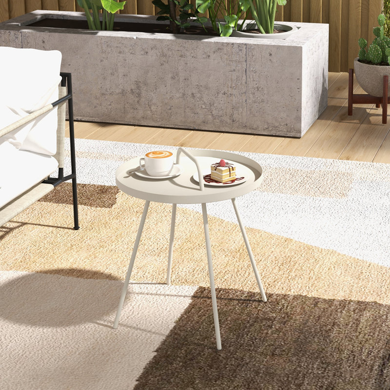 Table d'appoint en acier inoxydable Gurtrude, Blanc