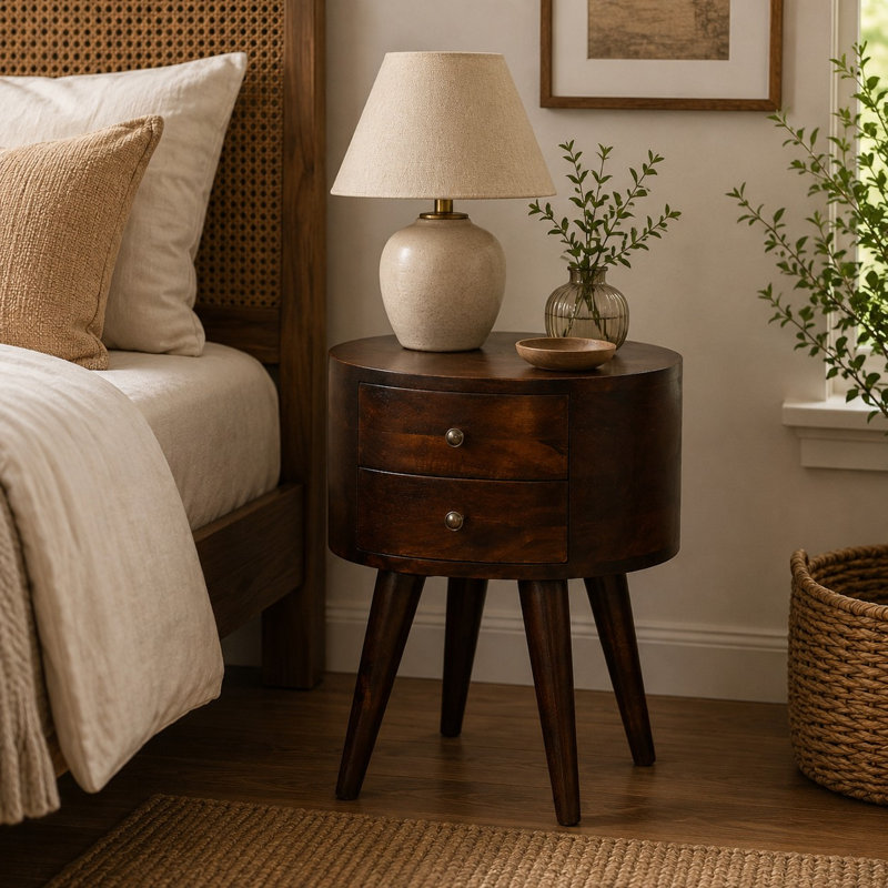 Keven 45cm W Solid Wood Bedside Table