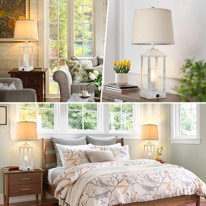 Lampe de table Barbary, Blanc, H 27,01 po x l 5,98 po x P 5,98 po