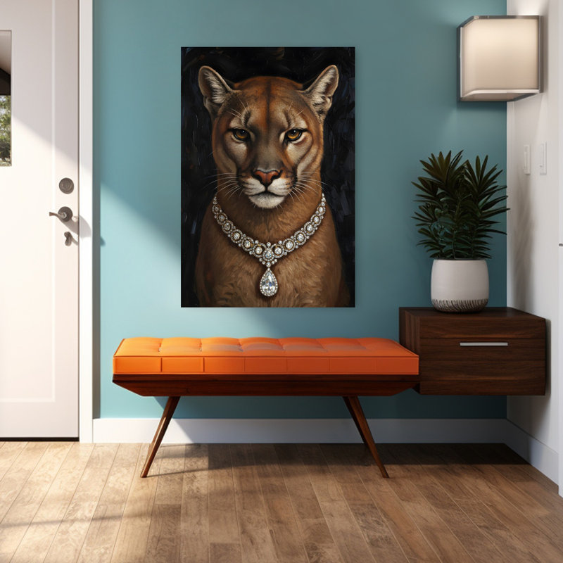 Art mural forêt cougar, H 48 po x l 32 po