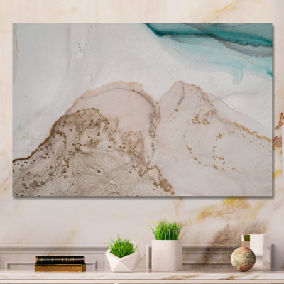 Reproduction d'art sur toile de luxe avec turquoise marbré