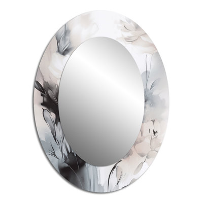 Miroir mural Delicate Gray Flowers V - Modern Farmhouse