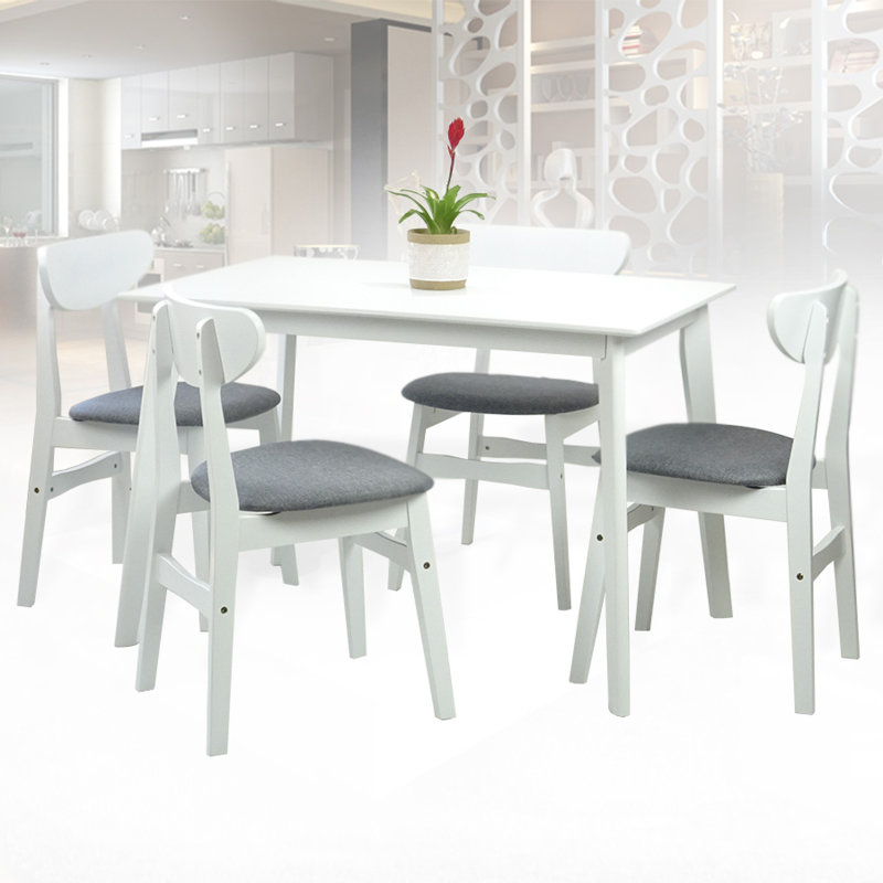 Darra Solid Wood Base Dining Table, White