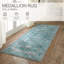 Tapis oriental en polyester tissé à la machine bleu sarcelle / vert Lavan-76987068