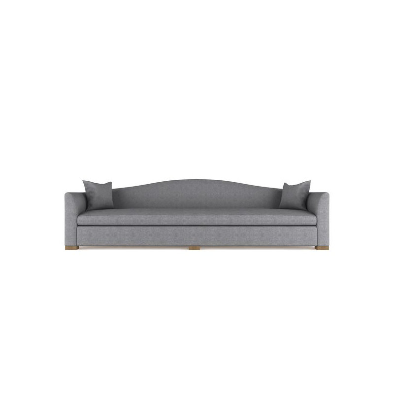 Horatio Camelback Taper Curved-Arm Extra Long Sofa, Plush Velvet Alabaster, 33" H x 120" W x 36" D, Ebony