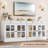 Modern 35.4" White Sideboard Buffet Cabinet with Glass Door & Drawer, Storage Cabinet for Dining Room and Kitchen-1221422914