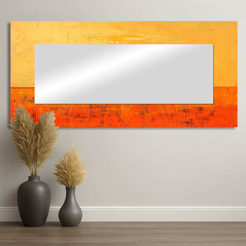 Sunset Elephant In The Golden Desert II - Modern Mirror For Wall Art Decor - Printed On Metal, 28" x 60"
