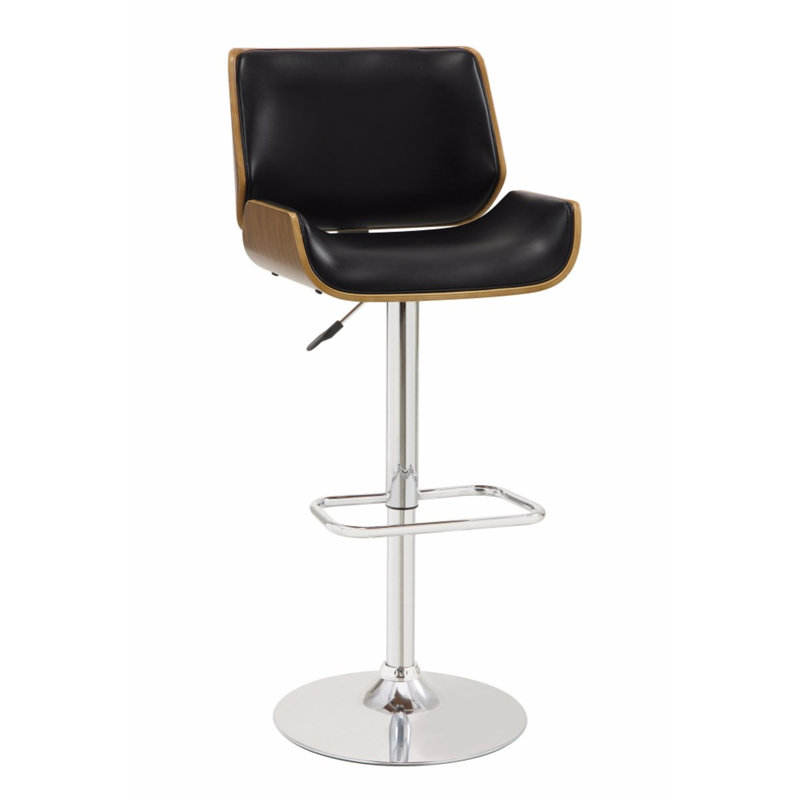Dylan Swivel Upholstered Adjustable Height Counter Stool with Metal Frame, Black