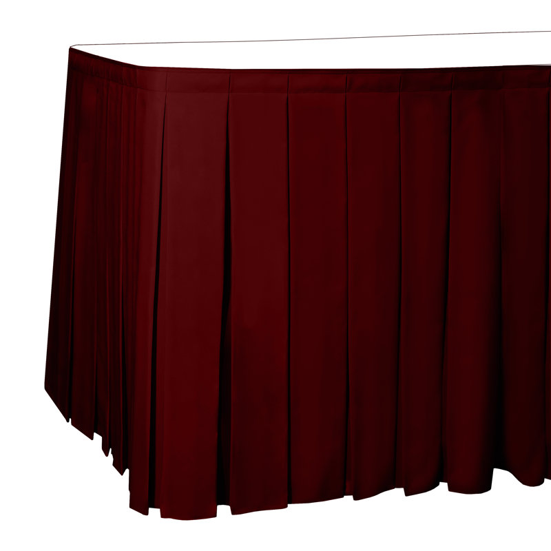 Toile ultime Jupe de table en polyester à plis carrés - 36 po, rose clair, L 36 po x P 252 po, Rouge cerise