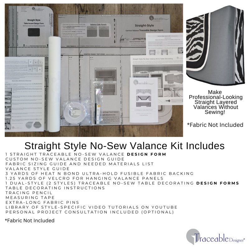 DIY No-Sew Straight Cornice Valance Kit for Custom Window Treatments