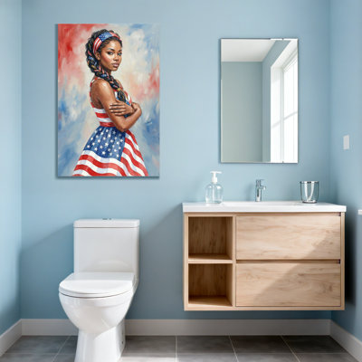 Fashion American Flag Dress Woman Portrait