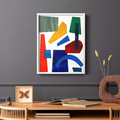 «Colorful Shapes I», reproduction encadrée - bois massif