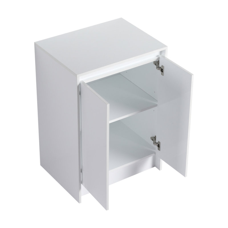 Armoire de rangement autoportante 24 po, 2 portes à fermeture douce, blanc brillant (emballage KD)