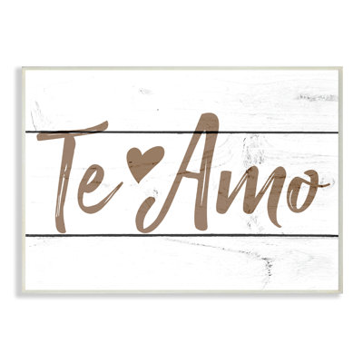 «Minimal Te Amo White Planked», impression d'art textuel