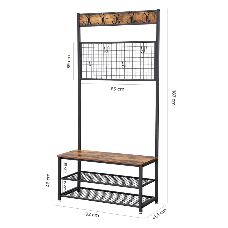 Alpaugh Hall Tree 92cm Wide with Bench and Shoe Storage