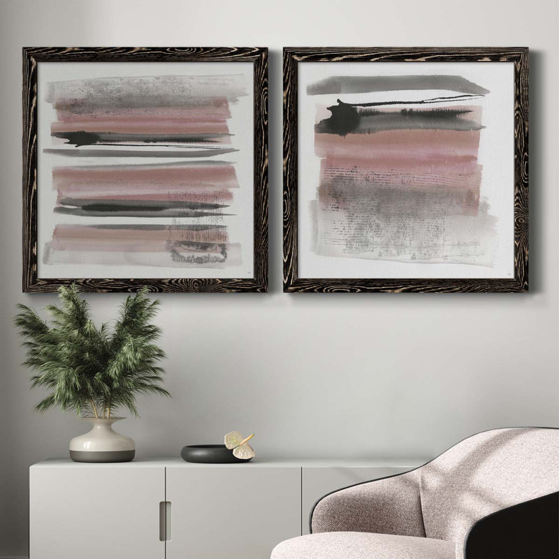 Sundown Turnwood I - ensemble de 2 peintures sur toile encadrées, Cadre noir, H 31,5 po x l 63 po x P 1,5 po