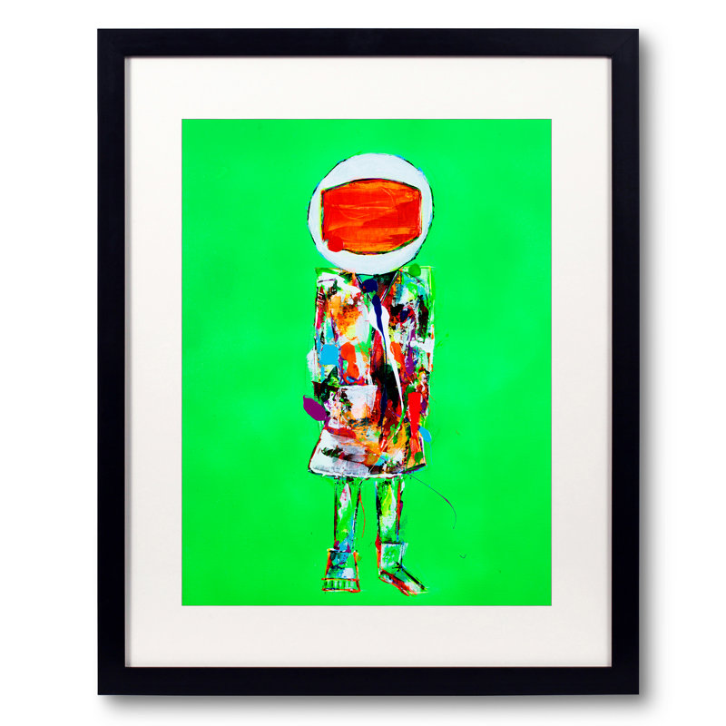 Astronaut on Green par Jphono 1 - Impression, Toile avec cadre noir, H 41 po x l 31 po, H 40 po x l 30 po