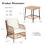 Ensemble de conversation d'extérieur pour 2 personnes avec table basse et coussins grain de bois