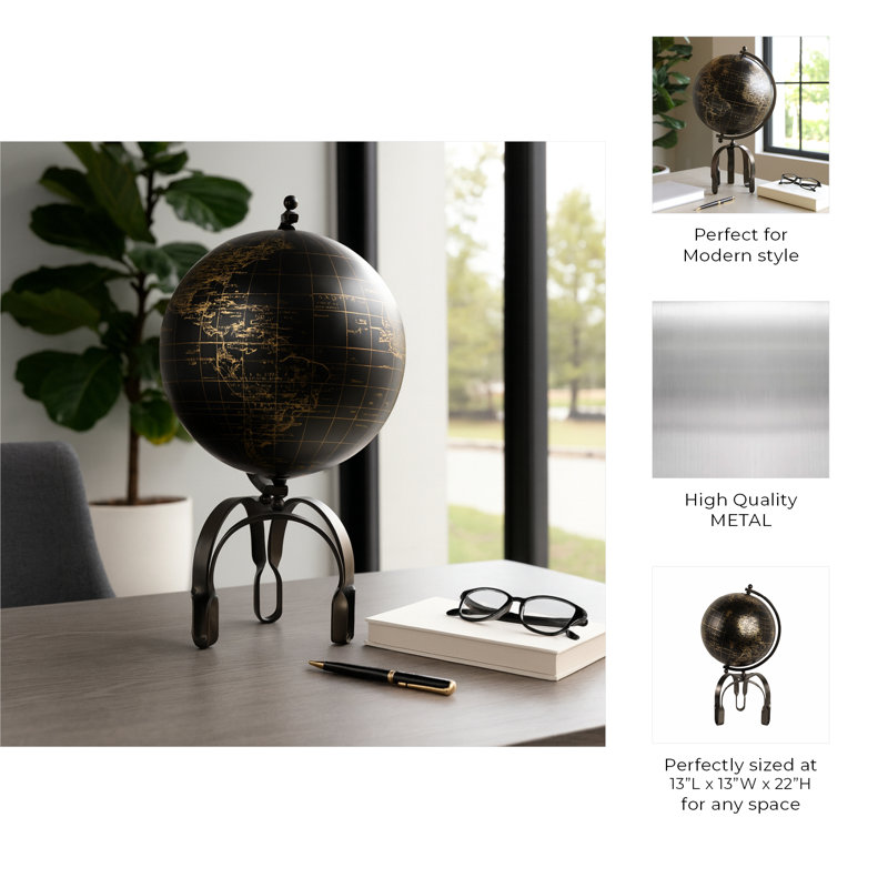 22" Rally Large Metal Globe, 22" H x 13" W x 13" D