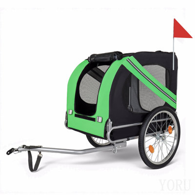 Large Folding Bike Trailer For Dogs – 66lb Capacity All-Terrain Pet Carrier, Durable Steel Frame For Cycling, Jogging, Camping & Outdoor Adventures, Black-Orange