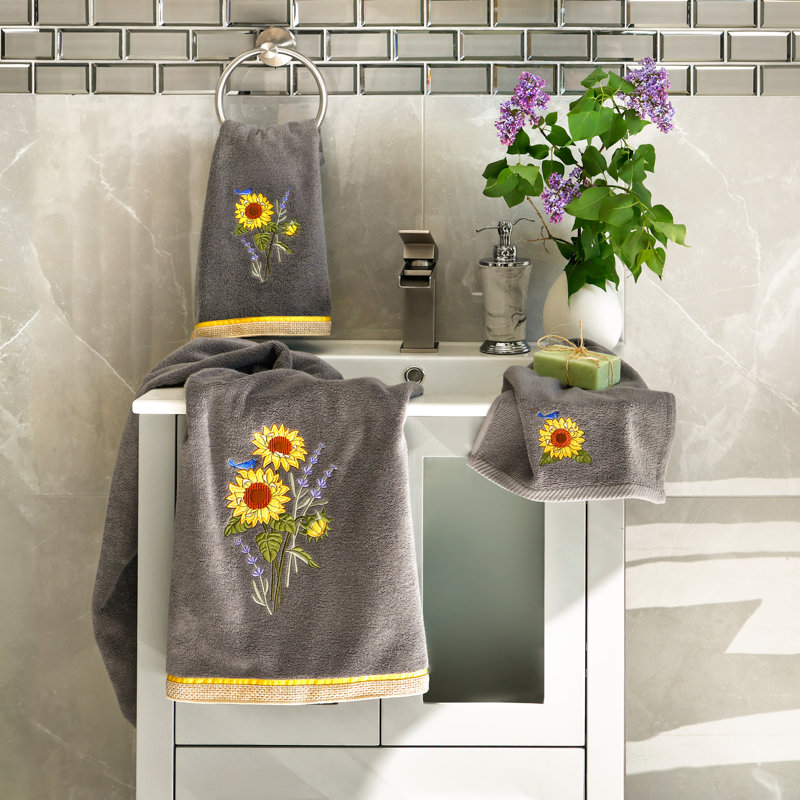 Essuie-mains 100% coton turc, Gris anthracite, Bath Towel-2Pack