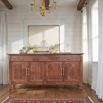 Emma 70" Solid Wood Sideboard, Walnut Finish